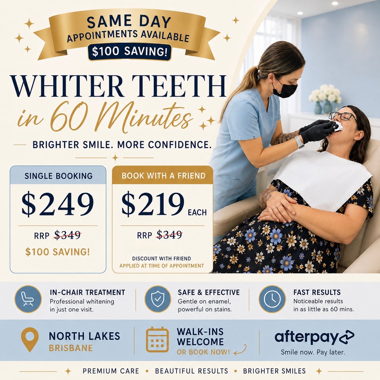 North Lakes, Brisbane. Queensland. In chair teeth whitening